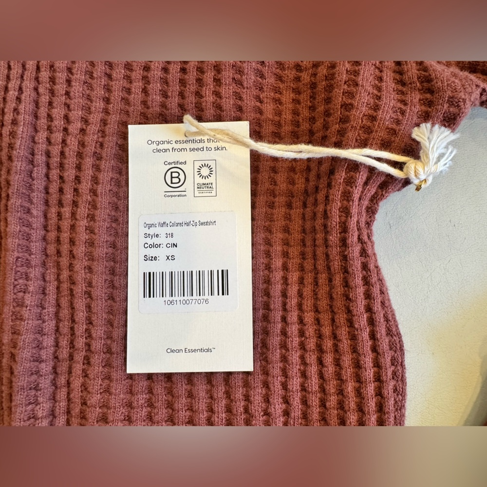 MATE the Label Organic Waffle Half Zip Sweatshirt In Cinnamon - Picture 5 of 10